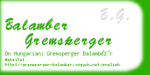 balamber gremsperger business card